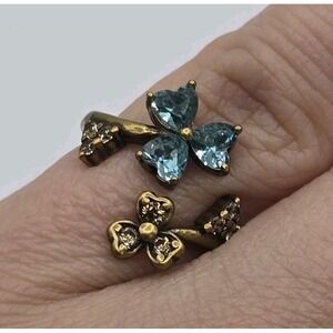 Fragrant Jewels World Wonder Ring Size 4.5 Indicolite Crystal 18K Antique Brass
